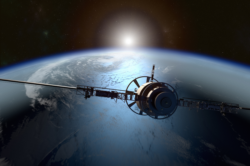 Aerial View Of Satellite Over Earth Planet